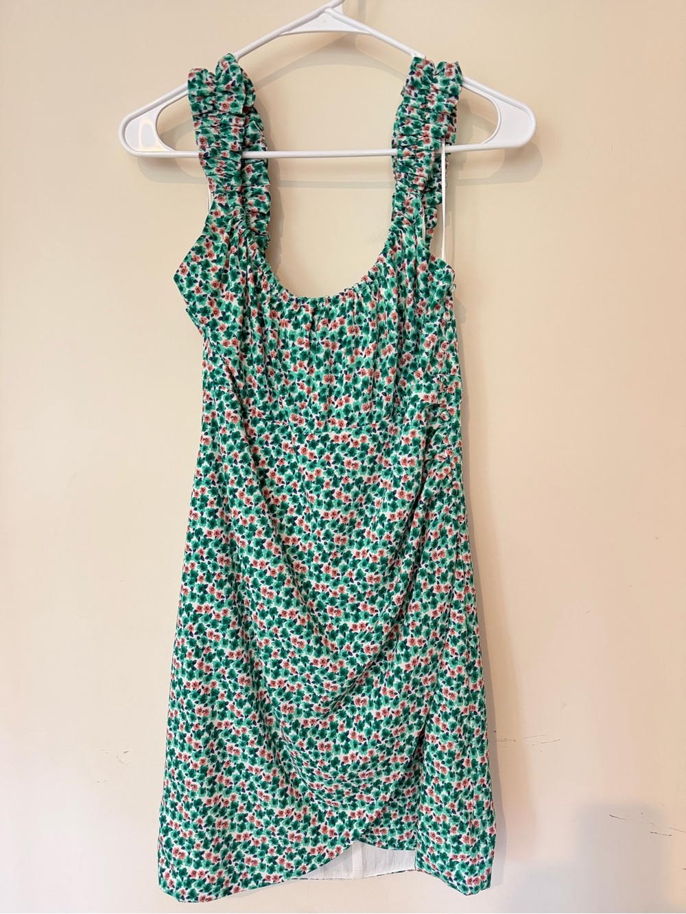 Lush Green Floral Ruffled-Strap Sundress